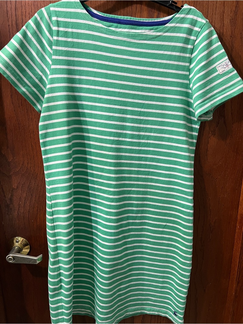 Joules Green and White Striped Tee Dress